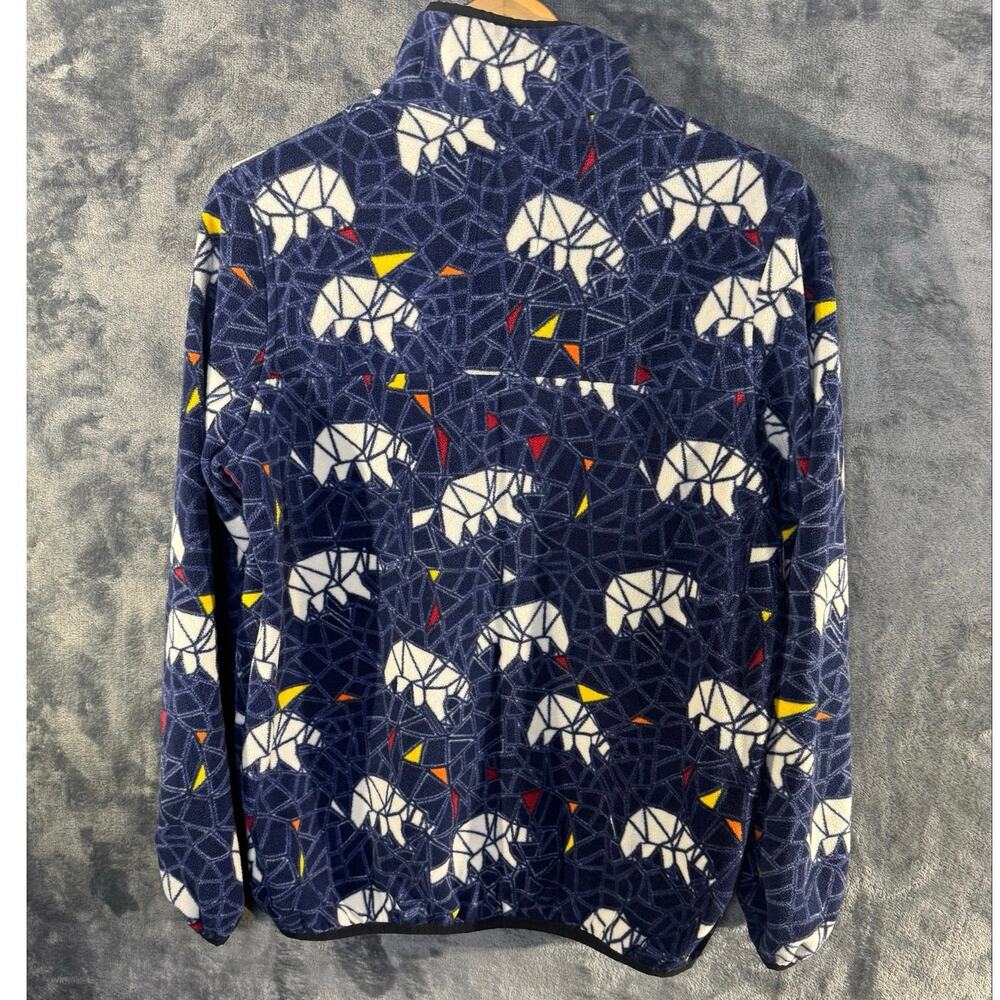 KAVU Cavanaugh Fleece Pullover M Medium Polar Bear Geometric Stained Glass Blue - Picture 2 of 8